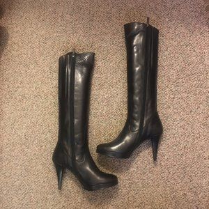 DUO BOOTS size 38/7.5 extra narrow calf tall high heeled leather boots